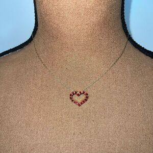 Vintage, Minimalist Ruby Red Crystal Heart Necklace Choker Fit Clasp Closure